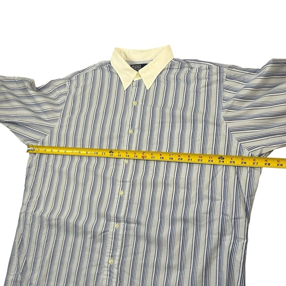 Polo Ralph Lauren Jerome XL Contrast Collar Shirt Mens Blue‎ White Striped